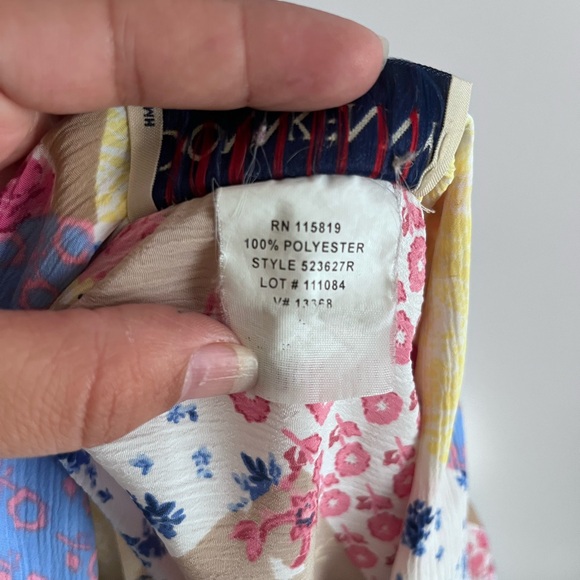 DonnKenny Petite Multicolored Shoulder Pads Button Up Short Sleeves. Size PL - Picture 5 of 5